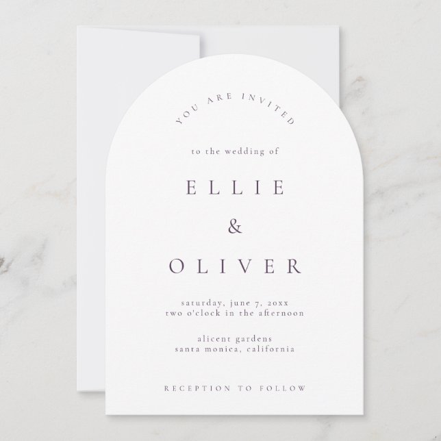 Invitation Plum violet Boho Arch Mariage moderne (Devant)