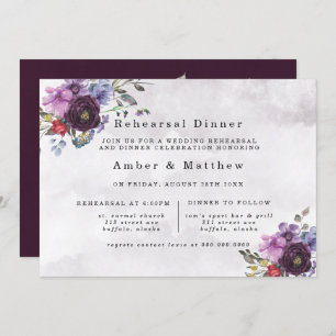 Invitation Plum Violet Chic Peony Dîner De Répétition