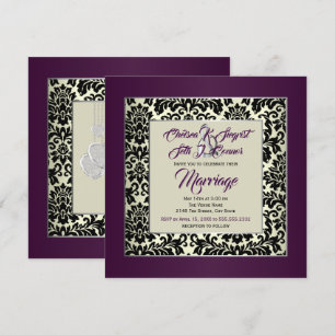 Invitation Plum violet, crème et noir