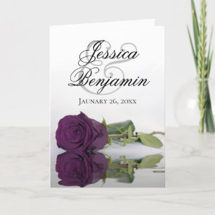 Invitation Plum violet Rose Élégant Mariage photo romantique