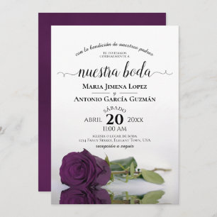 Invitation Plum violet Rose espagnol Nuestra Boda Mariage