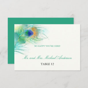Invitation Plume de paon à l'aquarelle bleue turquoise Sièg