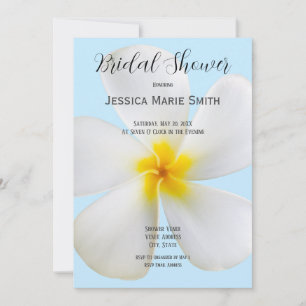 Invitation Plumeria blanche sur Bleu, Floral, Fête des mariée
