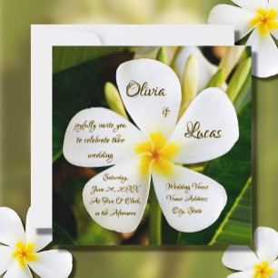 Invitation Plumeria blanche tropicale - Nouveaux débuts - Mar