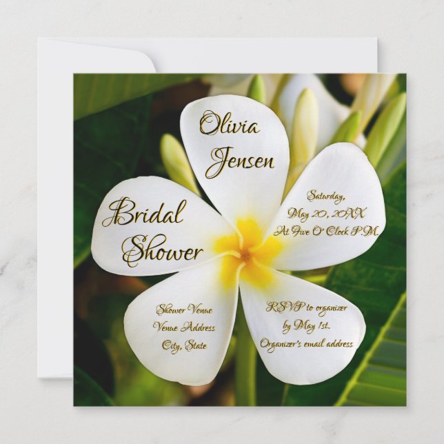 Invitation Plumeria blanche tropicale - Nouveaux débuts - Nup (Devant)