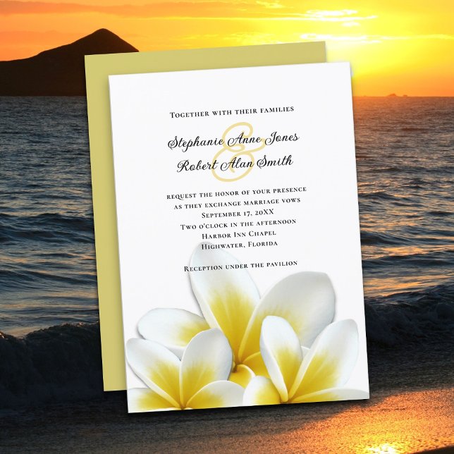 Invitation Plumeria hawaïenne jaune Frangipani Mariage (Créateur téléchargé)