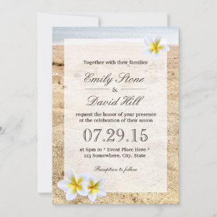 Invitation Plumeria hawaiienne Fleurs Plage Mariage