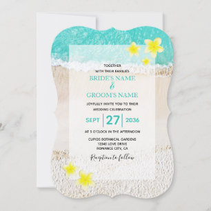 Invitation Plumeria jaune Frangipani Plage tropicale Mariage