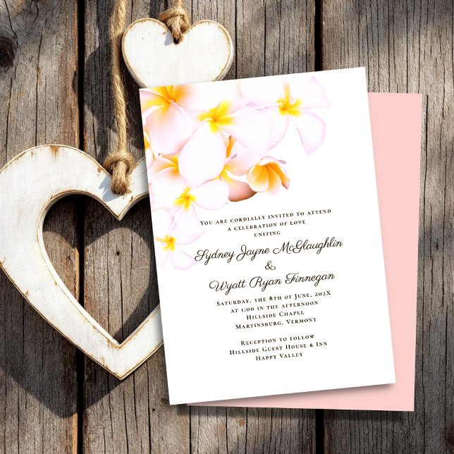 Invitation Plumeria moderne Fleurs hawaïennes Mariage blanc (Créateur téléchargé)