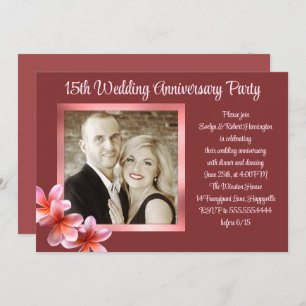 Invitation Plumeria Photo Anniversaire Couples