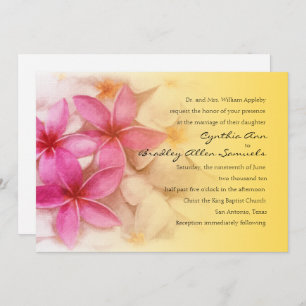 Invitation Plumeria rose avec Jaune