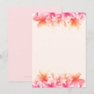 Invitation Plumeria rose Fleurs Blank Note Papier