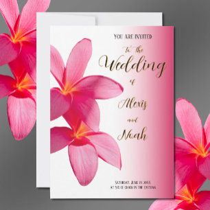 Invitation Plumeria rose Fleurs sur rose, Floral, Mariage