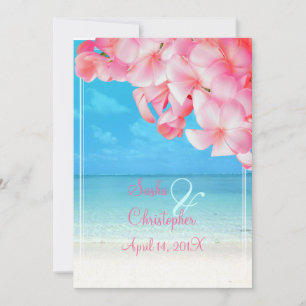 Invitation Plumeria rose PixDezines+plage/paradis tropical