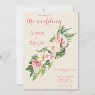 Invitation Plumeria tropicale & Flamant rose Lily Garland Inv