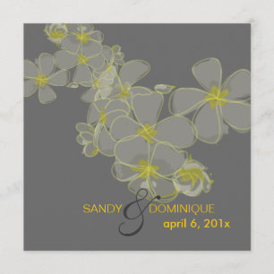 Invitation Plumerias do-it-yourself couleurs, noir gris jaune