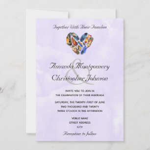 Invitation Plumes Dans Un Mariage En Forme De Coeur