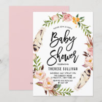 Plumes de Bohême et Baby shower rose de couronne f