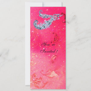 Invitation PLUMES DE DIAMANT, paillettes roses