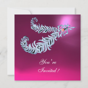 Invitation PLUMES DE DIAMANT Rose Fuchsia Améthyste Champagne