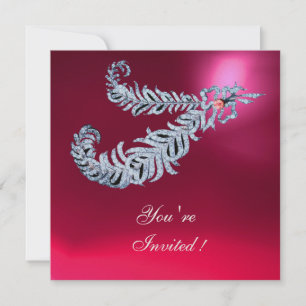 Invitation PLUMES DE DIAMANT Rose Fuchsia Rouge Rubis Champag