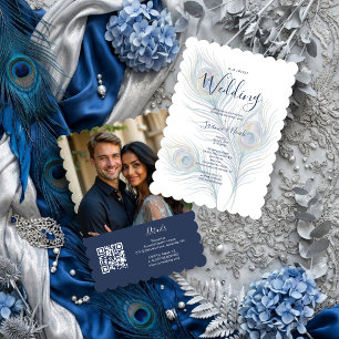 Invitation Plumes de Paon de Mariage à l'Aquarelle Éthérée TL