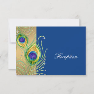 Invitation Plumes de paon moderne Faux Jewel Scroll Swirl
