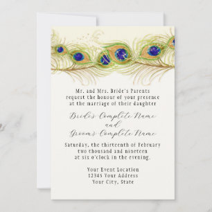 Invitation Plumes de Peacock de Swirl moderne Monogramme Mono