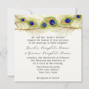 Invitation Plumes de Peacock de Swirl moderne Monogramme Mono