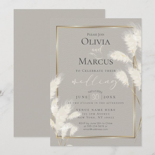 Invitation Plumes d'ivoire Pampas Grass Allison1 (Devant / Derrière)