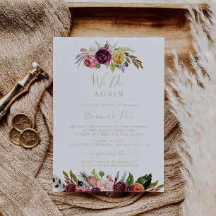Invitation Plumes d'or Boho Floral Nous Réagissons Vow Renouv