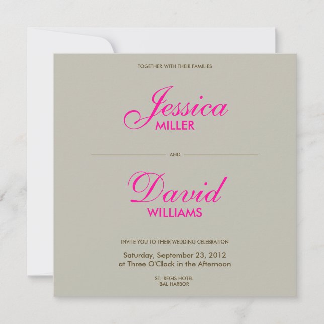 Invitation Plumes en Chocolat / Taupe Mariage moderne (Devant)
