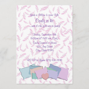 Invitation Plumes et Coussins/ Anniversaire
