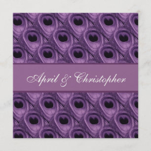 Invitation Plumes pourpres de paon épousant l'invitation