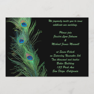 Invitation Plumes vertes avec le mariage noir