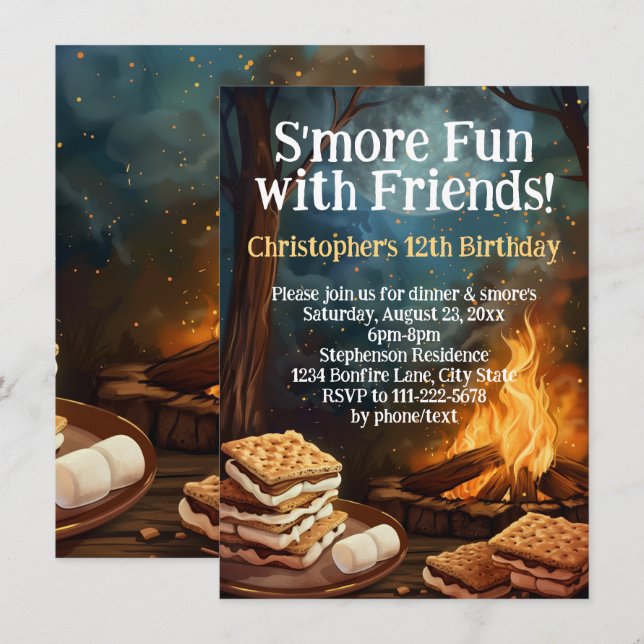 Invitation Plus amusant avec les amis Camping Anniversaire (Devant / Derrière)