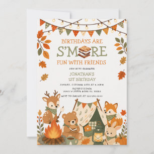 Invitation Plus d'amusement au camping en forêt d'automne pou