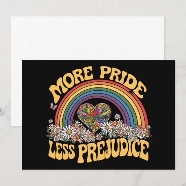 Invitation Plus de fierté Moins de préjugé Retro Rainbow Prid (Devant / Derrière)