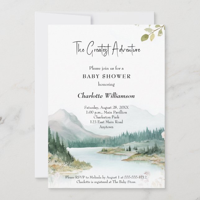 Invitation Plus grand Baby shower d'aventure (Devant)