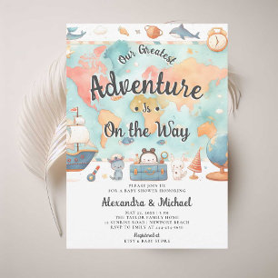Invitation Plus grands couples d'aventure Baby shower neutre
