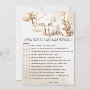 Invitation PLUS OU MOINS Baby shower Jeu mou Ballons Ours