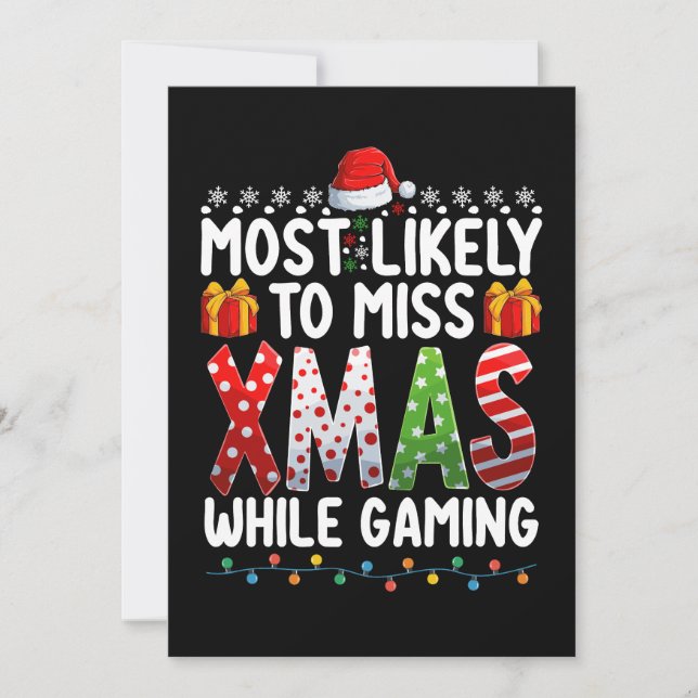 Invitation Plus susceptible de rater Noël en jouant à des jeu (Devant)