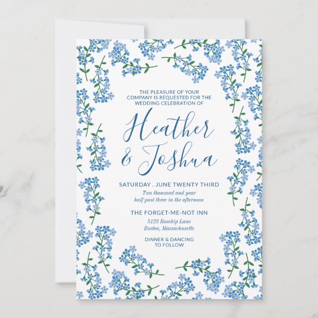 Invitation Plutôt Oubliez-Moi Non Mariage Floral (Devant)
