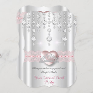 Invitation Plutôt rose Coeur Argent Diamond Tiara N'importe q