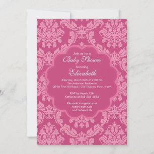 Invitation Plutôt rose Damask Baby shower de printemps Invita