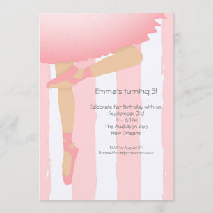 Invitation Plutôt rose.  Fête d'anniversaire de Ballerina
