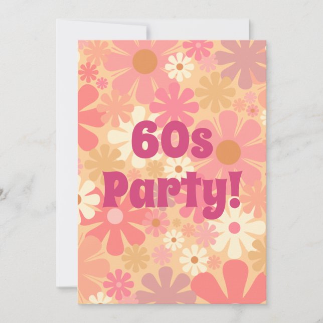 Invitation Plutôt rose Floral Retro 60s (Devant)