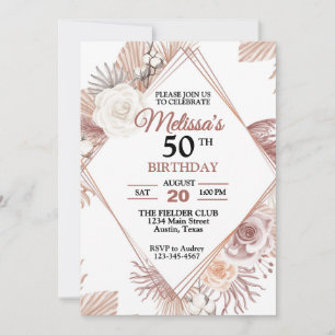 Invitation Plutôt Rustique Floral N'Importe Quel Âge Fête D'A