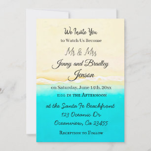 Invitation Plutôt Turquoise Ocean Shore Beach Mariage à thème