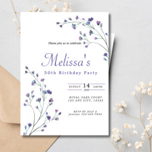 Invitation Plutôt violet minimaliste Fleurs sauvages 50e anni